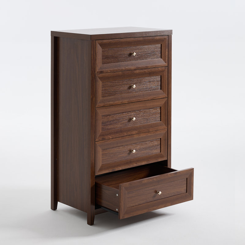 Cleckheat 30'' W 5-Drawer Dresser, Mahogany Brown