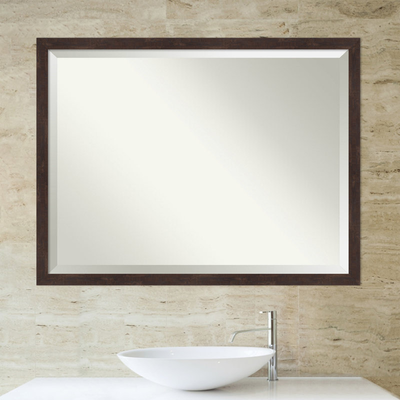 Miroir de salle de bain Kanawha, 26,5 po x 38,5 po, Noyer brun