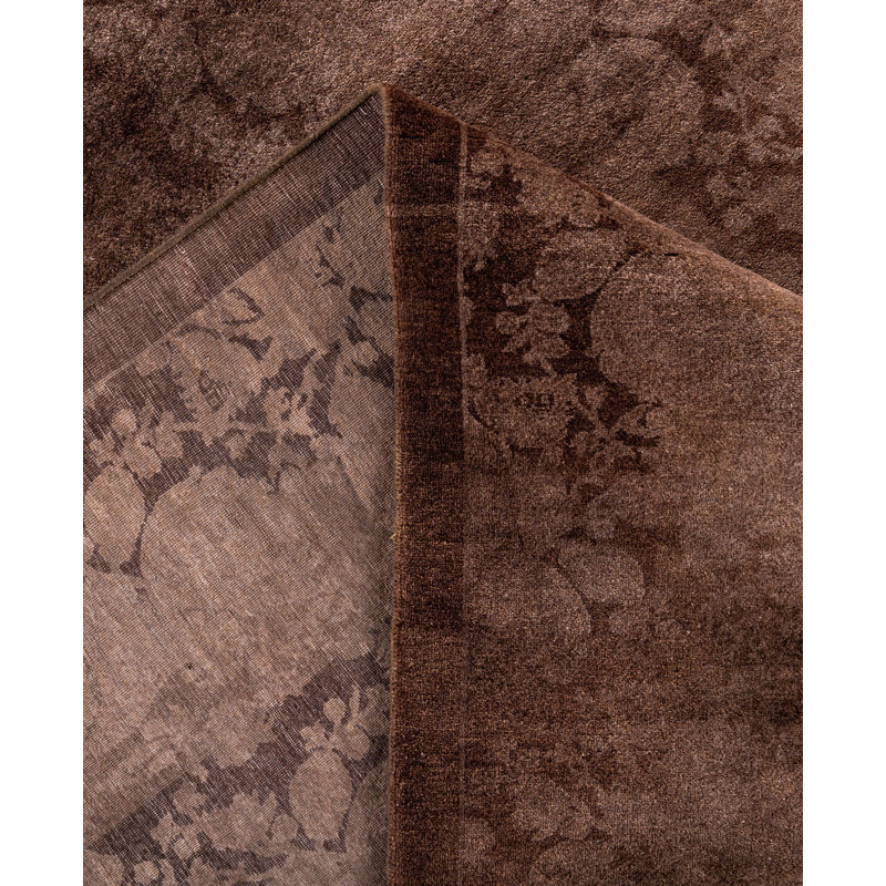 Tapis carré noué à la main de conception unique Rachal - beige, 12 pi 1 po x 12 pi 3 po