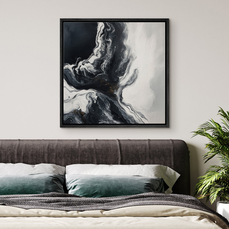 Reproduction d'art encadrée sur toile pour décor moderne neutre, H 16 po x l 16 po, Noir