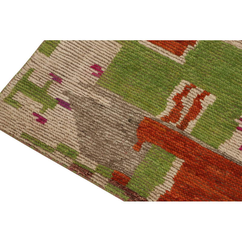 Moroccan Hand Knotted Geometric Area Rug, Runner 2'6" x 10'