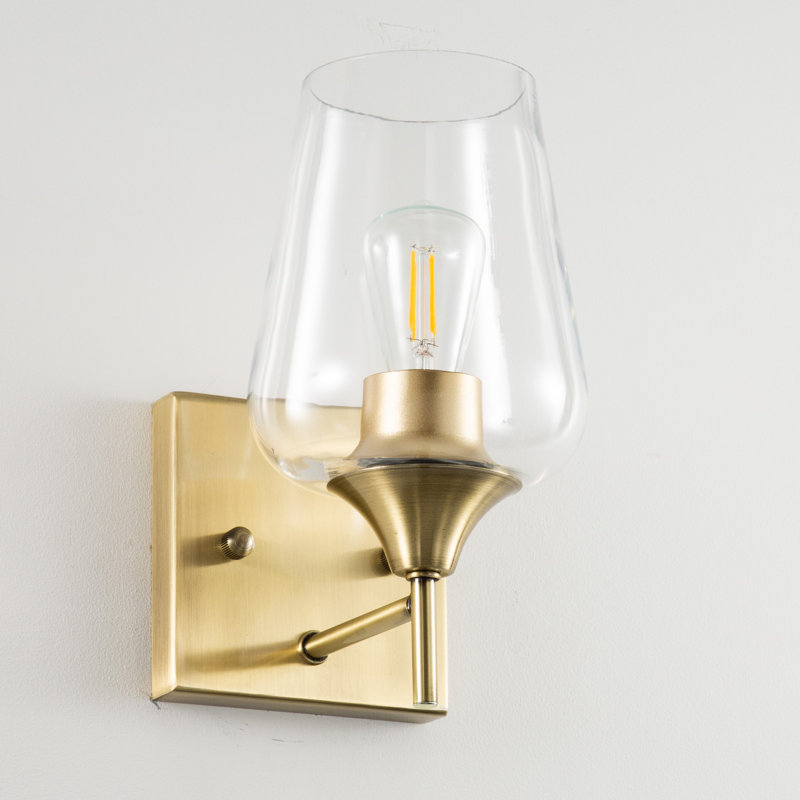 Herriman Armed Sconce, Clear, Antique Brass