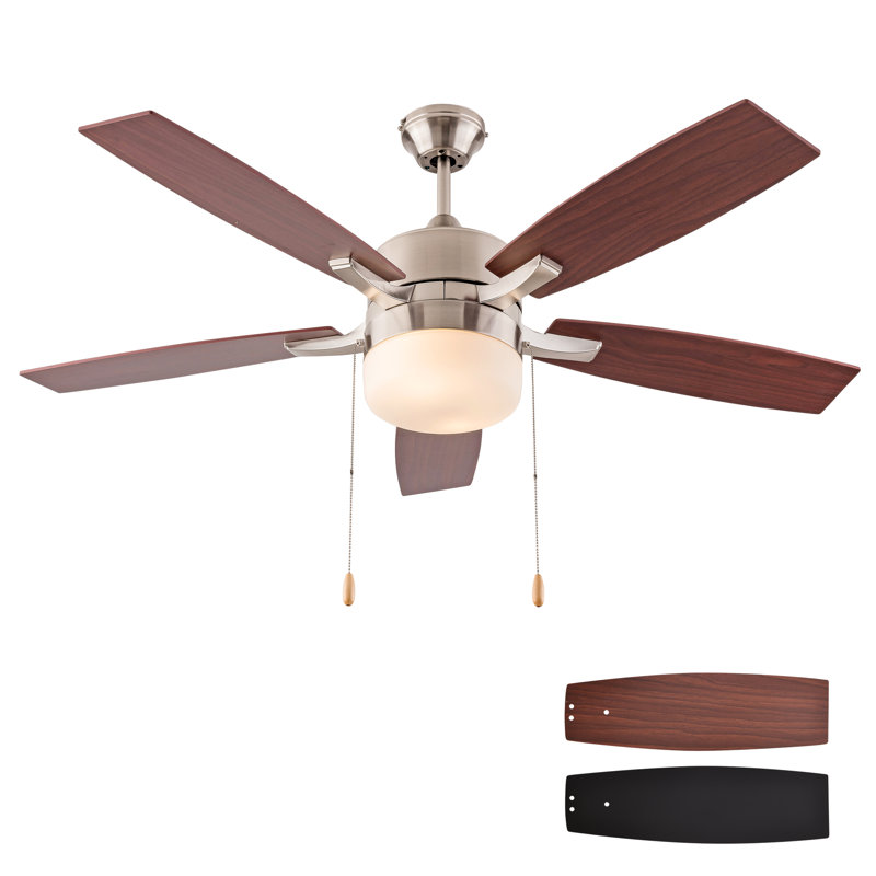 Ventilateurs de plafond de 52 pouces avec lumières, ventilateur de plafond pour chambre à coucher, commande par chaîne