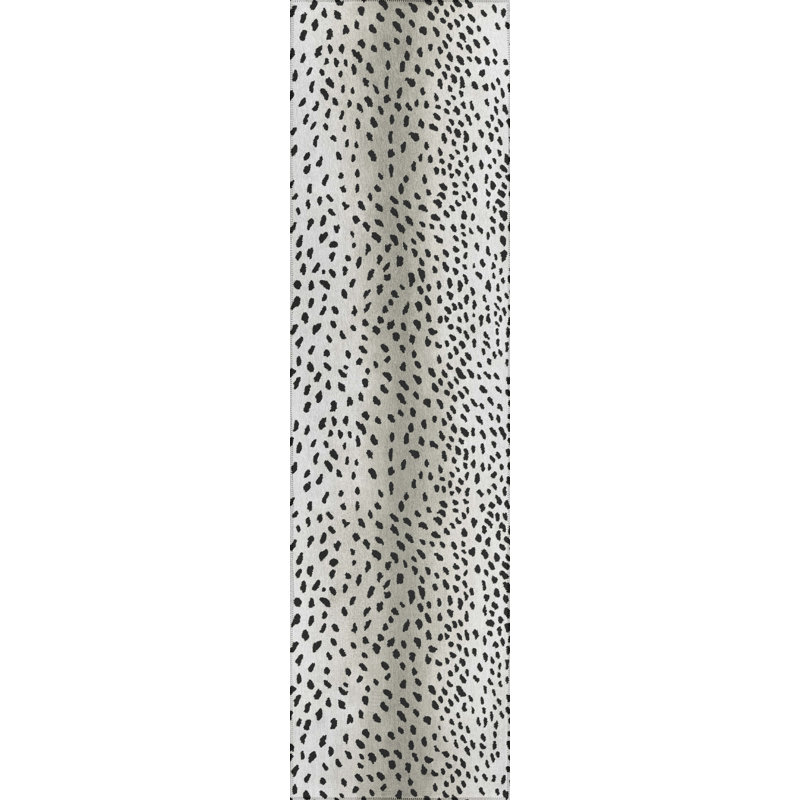 Tapis blanc / noir Abiy, Tapis de couloir 2 pi 3 po x 7 pi 6 po