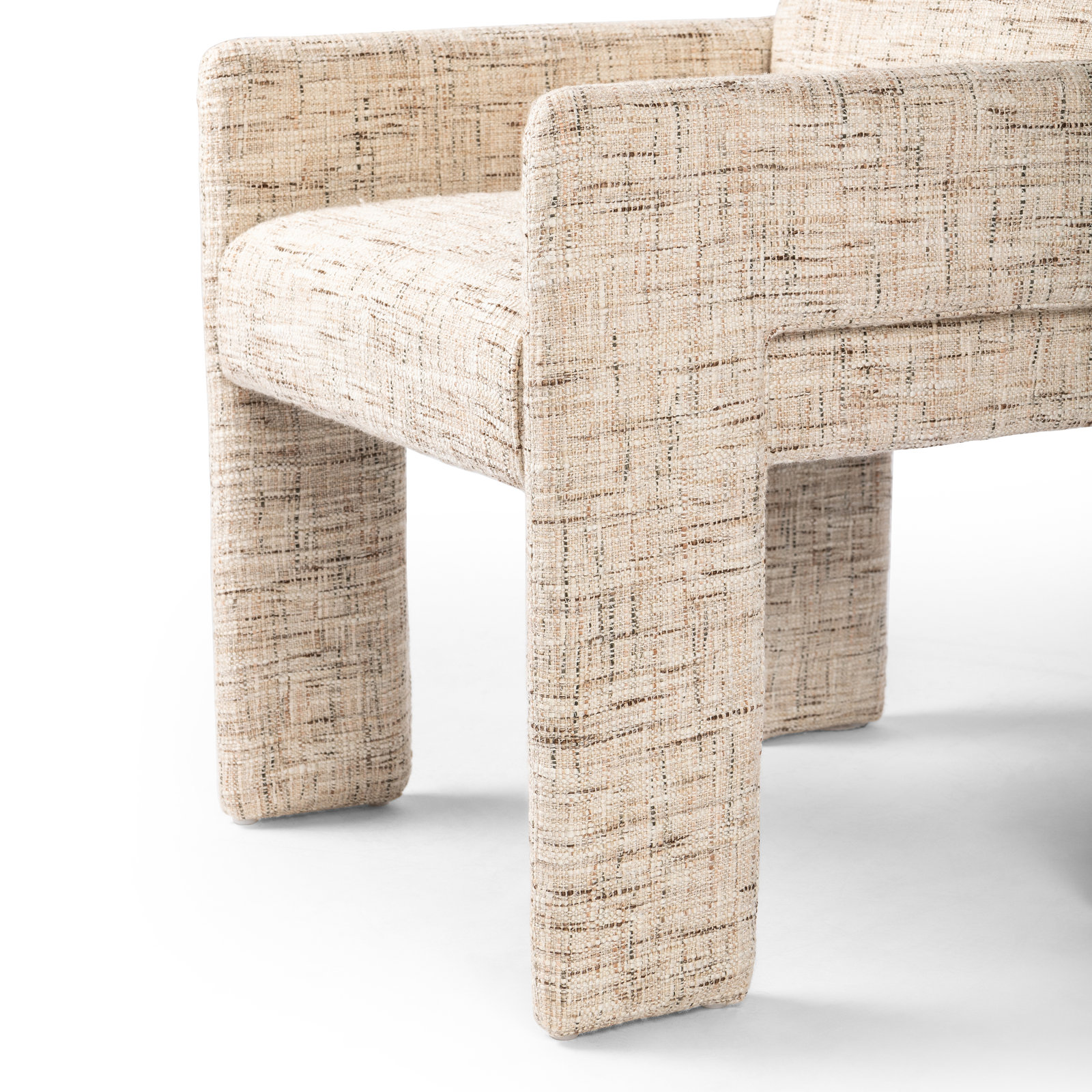 Leny Genuine Leather Dining Armchair, Linen Ostend Natural