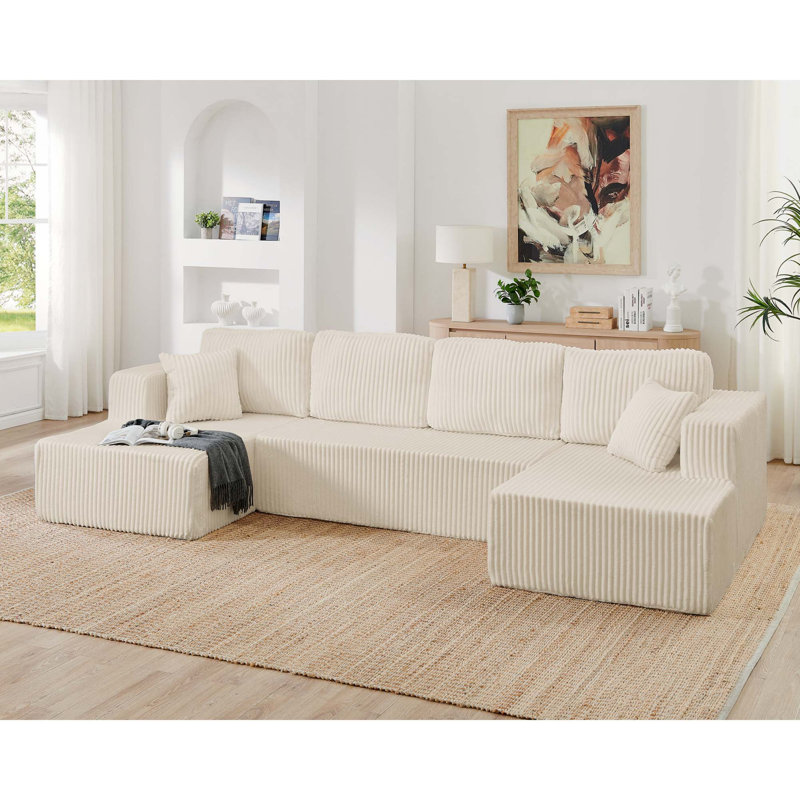 Canapé modulaire en U en forme de U avec conception peu encombrante et fonction de canapé-lit