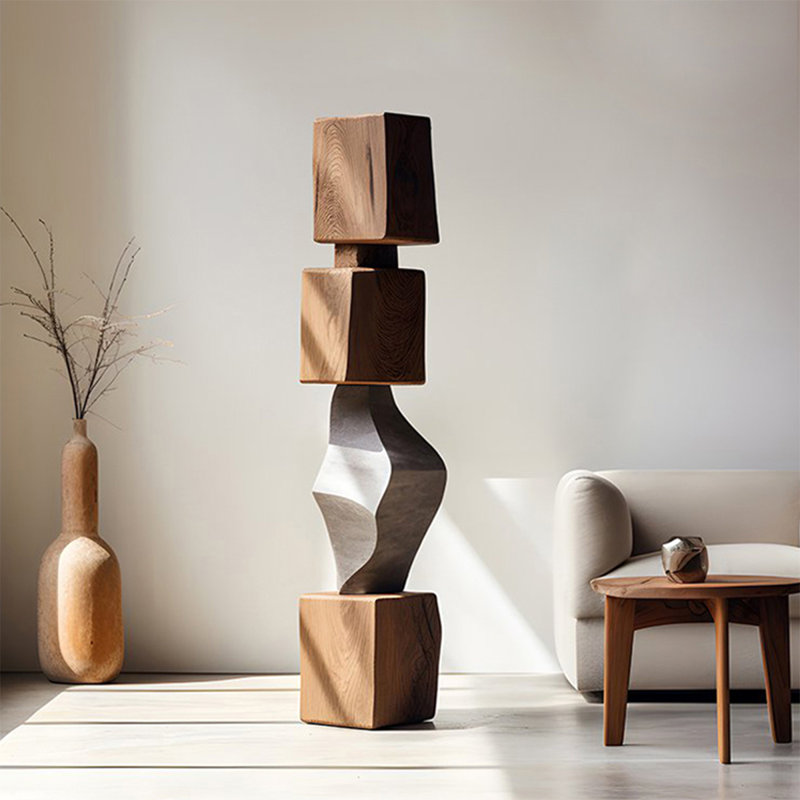 Sculpture en bois moderne et minimaliste