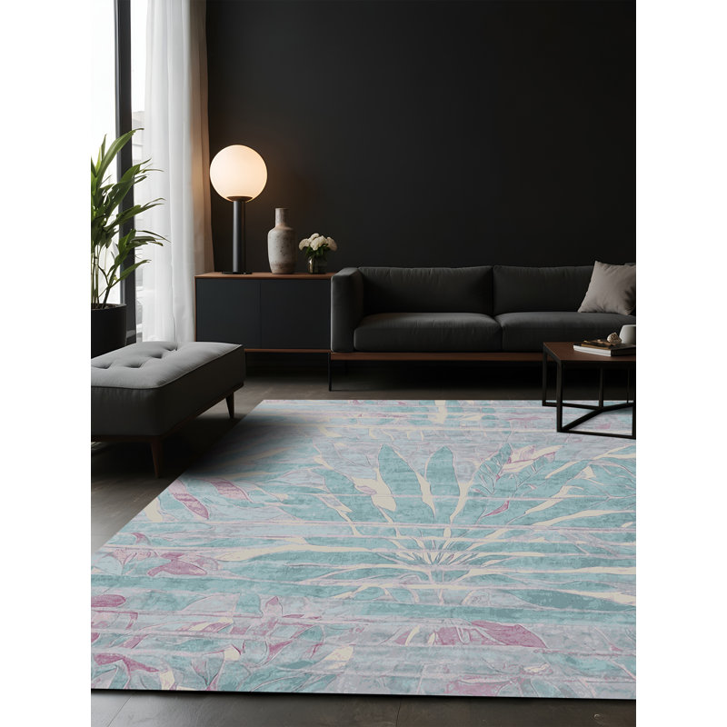 Tapis gris soyeux et moelleux, Carré 7 pi