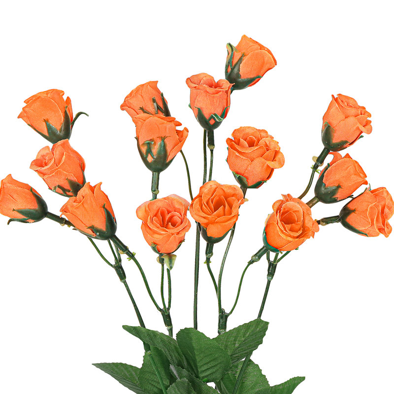 Artificial Rose Bud Flower Bush, Orange