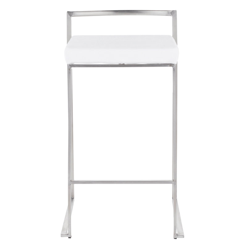 Tabouret de bar et de comptoir Derik, Acier inoxydable, Tabouret de comptoir (siège d'une hauteur de 27 p, Velours vert