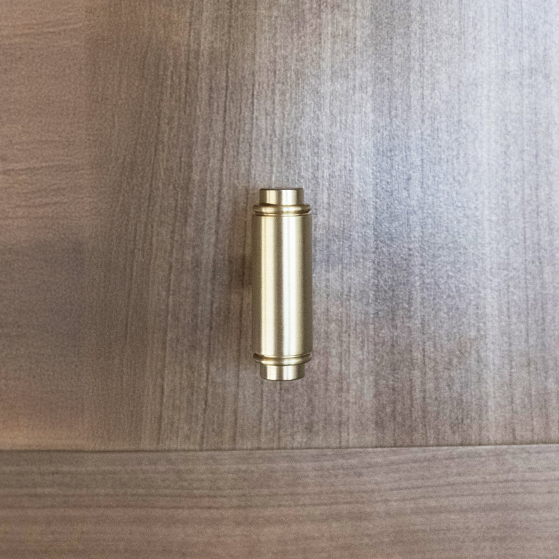 Cylinder 1 5/8" Length Bar Knob, Satin Brass, 1.81" H x 0.59" W x 1.44" D