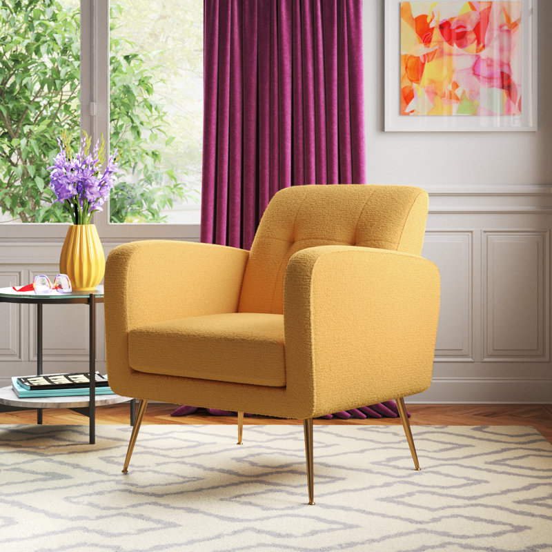 Fauteuil capitonné de 30 po de large Floriana, Boucle jaune