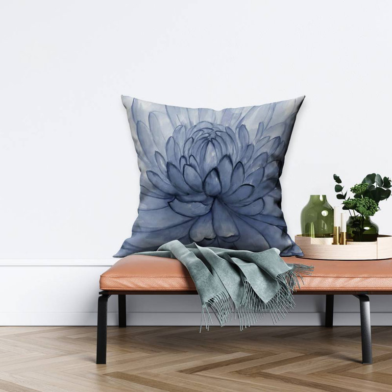 Blue petals flower - 26"x26" Throw pillow - Poly twill - Print on demand, Blue/Gray, 24" H x 24" W, Polyester/Polyfill
