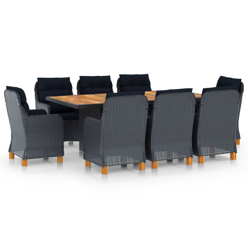 Ensemble de salle à manger rectangulaire pour 6 personnes 73 po, Gris foncé / brun clair, 8