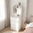 50.3"H White Makeup Vanity Set, Hidden Storage Stool & Makeup Desk With LED Mirror On Cabinet Door, Drawers & Open Shelves