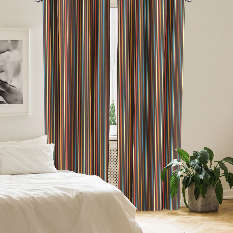 Multicolor Striped Light-Filtering Polyester Curtain Panels, 28" x 63"