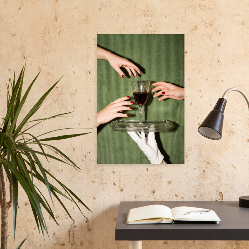 «The Wine Is Served», art mural rétro, H 24 po x l 16 po