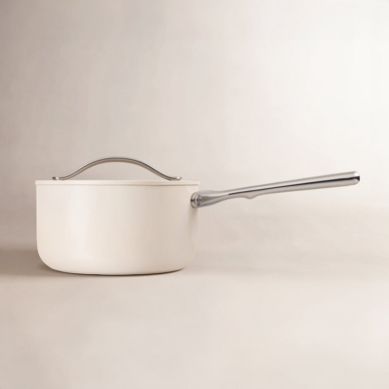 Caraway Nonstick Ceramic Saucepan, 1. 75 quarts, Cream