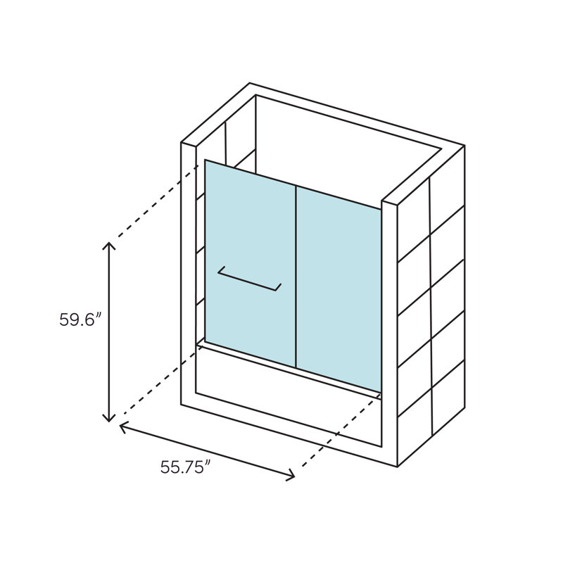 Fluence 59.63" x 55.75" Bypass Bath Door with CleanCoat® Technology, Anodized Brushed Bronze