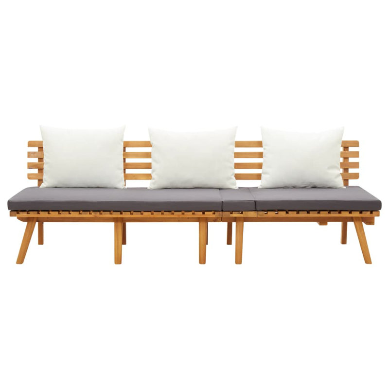 Devven 78.7" Wide Acacia Wood Species Rectangle Patio Daybed with Cushions Brown 78.7" x 25.6" x 25"