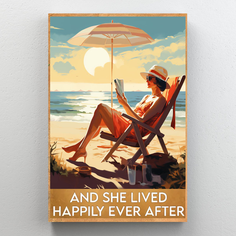 «Beach And She Lived Happily» sur toile, L 24 po x H 36 po x P 1,25 po