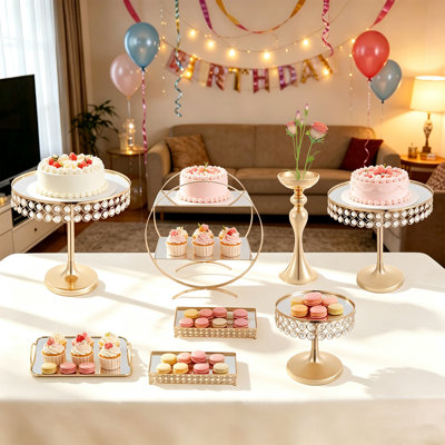 Présentoirs à gâteaux 8 pièces - Ensemble de 8 porte-gâteaux pour mariage, anniversaire, fête et présentation à la maison