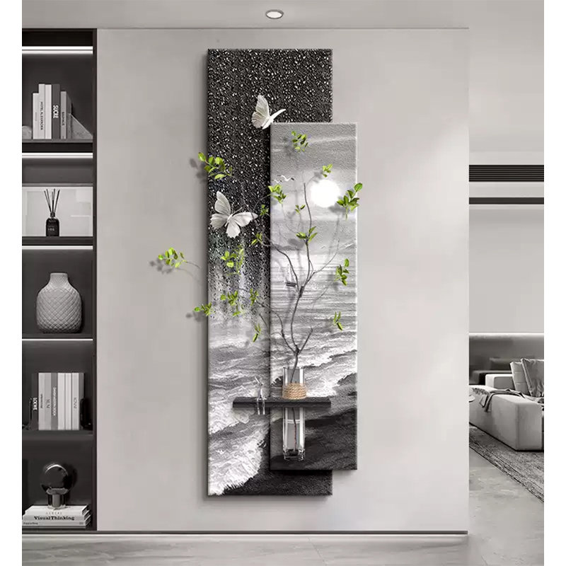 Murale de grès à plantes vertes modernes et minimalistes, 39.37'' H x 13.78'' W x 4.72'' D