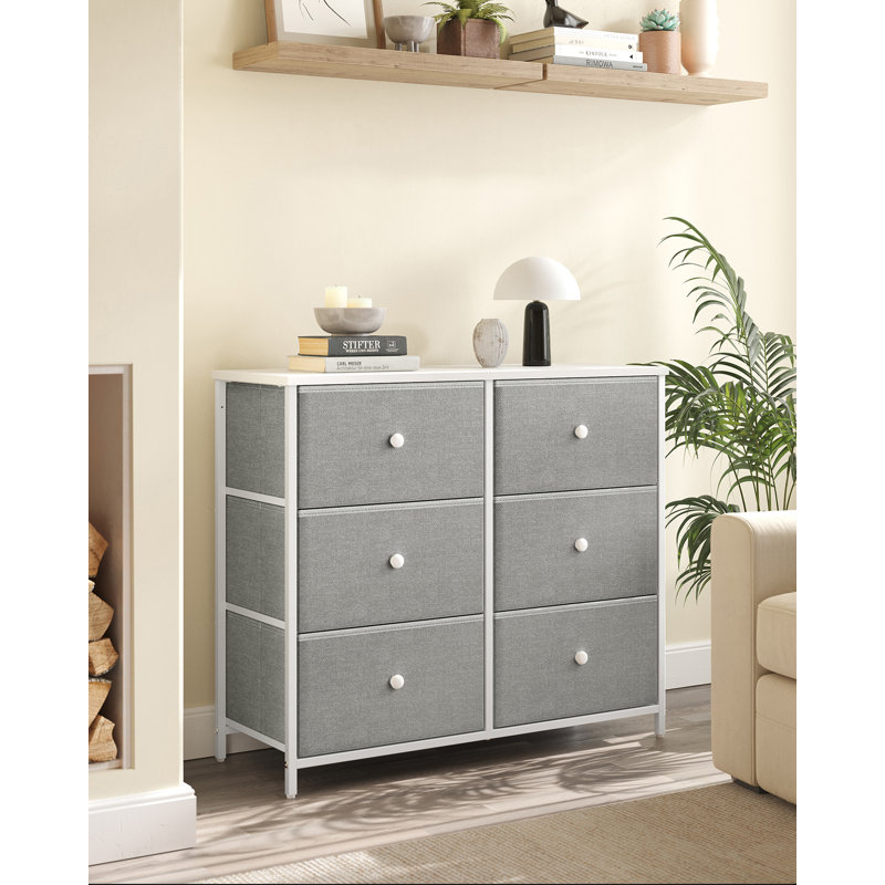 Bartholmey 80 cm W Chest of 6 Drawers, Light Grey/White