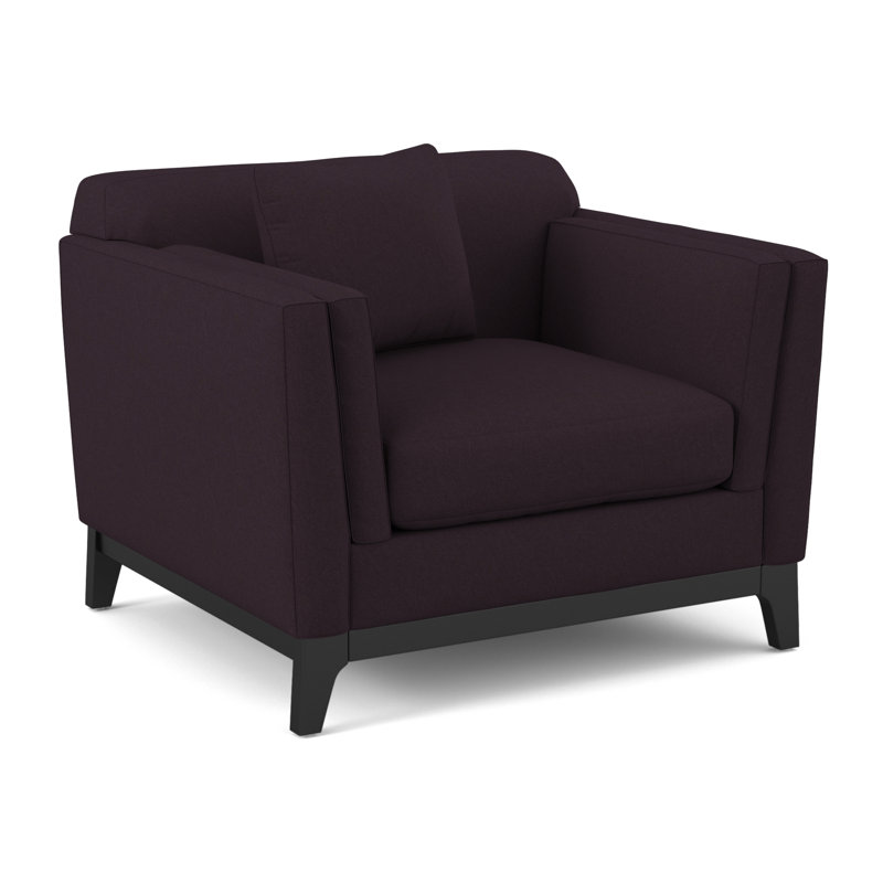Zabriel capitonné de 42 po de largeur, Velours performance Bella Aubergine