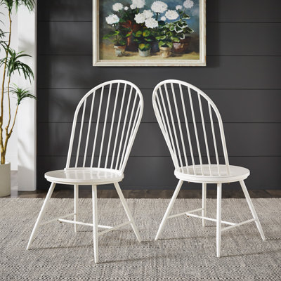 Kennamer Hoop High Back Windsor Metal Side Chair With Wood Seat