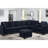 Sectional Dark Blue 7 Soft Microfiber High Skin- Cushions Two Cup Holders Solid Wood Frame For Long-Term Stability Use