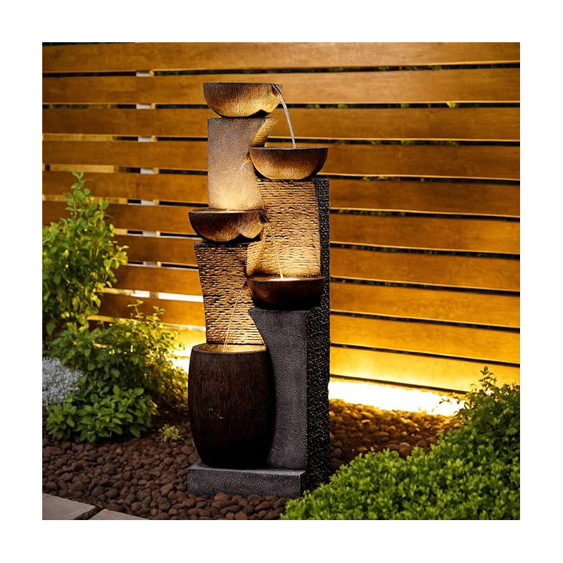 Hand Crafted Weather Resistant Floor Fountain with Light