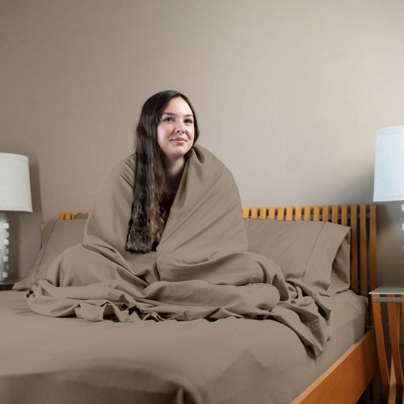 Ultra Soft Bamboo Sheet Set - 4 Pc Set - Wrinkle Resistant - Cooling Sheets with Deep Pockets, Dark Khaki