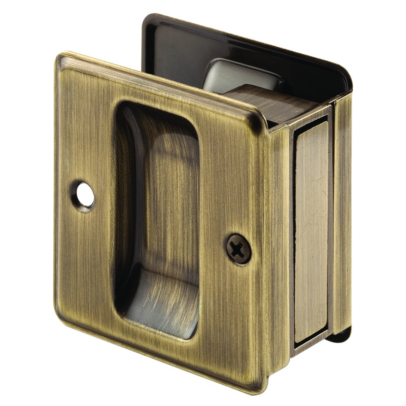 Pocket Door Handle and Pull, 2-1/2 in. L X 1-3/8 in. W X 2-3/4 in. D, Solid (Single Pack), Brass