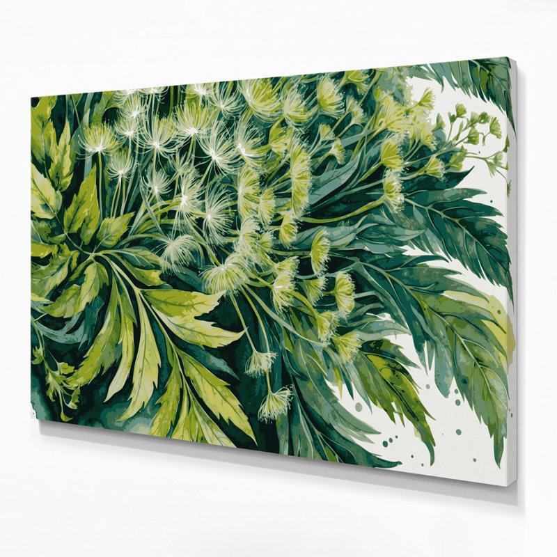 Légumes, pissenlits, verts, art mural sur toile, H 12 po x l 18 po