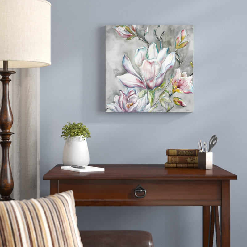 Magnolia On Light Grey by Tre Sorelle Studios - Wrapped Canvas Print, 45.72cm H x 45.72cm W
