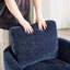 Fauteuil d'appoint pivotant, fauteuil demi-tonneau en tissu chenille, bleu-1238437565
