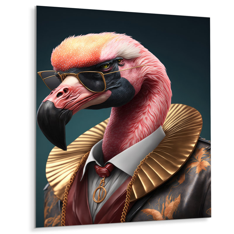 Décoration murale Ravidutt Flamingo Gangster In NYC I - Animaux, H 32 po x l 24 po x P 1 po