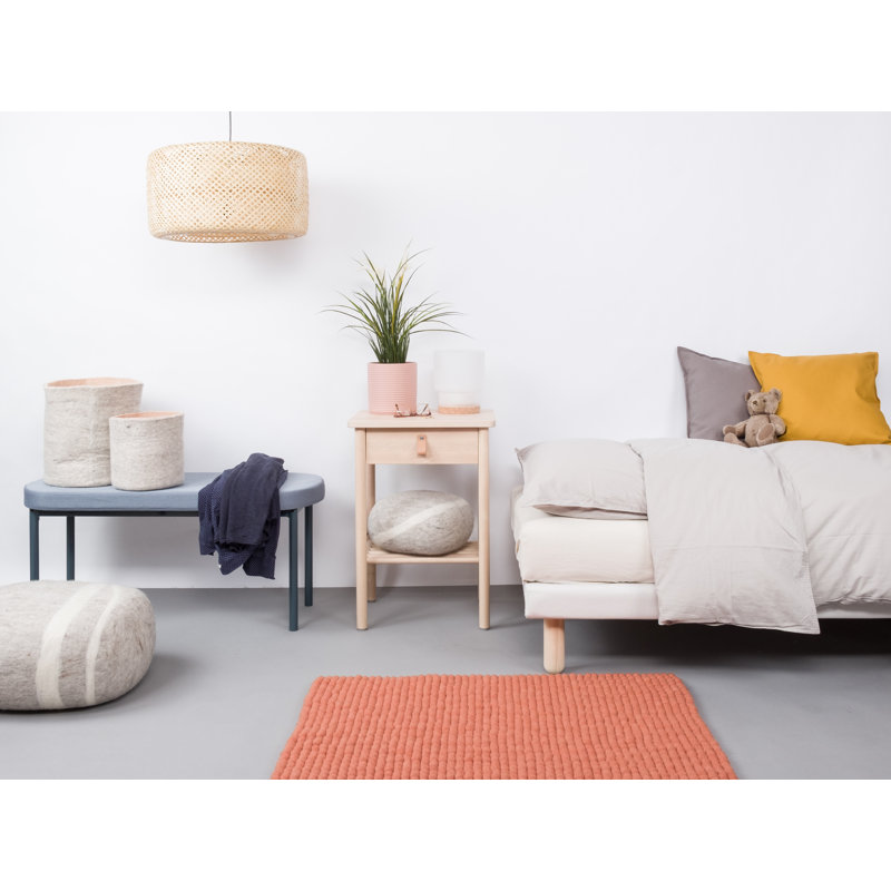 Round Solid Colour Wool Hand Woven Area Rug, Rectangle 50cm x 70cm