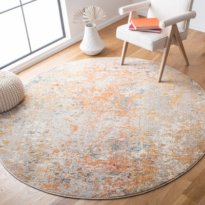 Besfort Abstract Ivory/Orange Area Rug