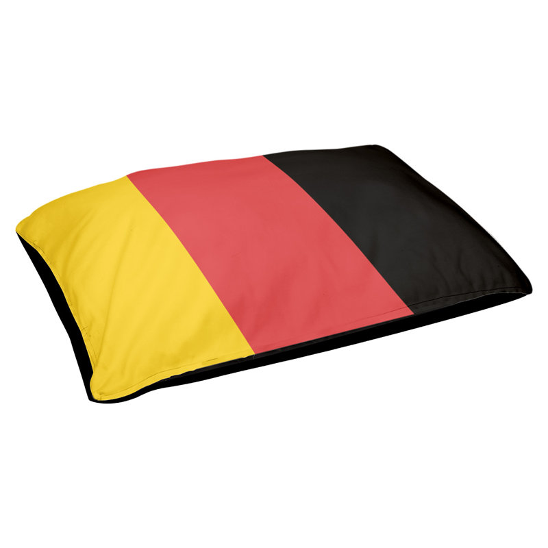 Coussin d'extérieur pour chien Maryland, Moyen (l 28 po x P 18 po x H 9,5 po), Jaune / Rouge / Noir
