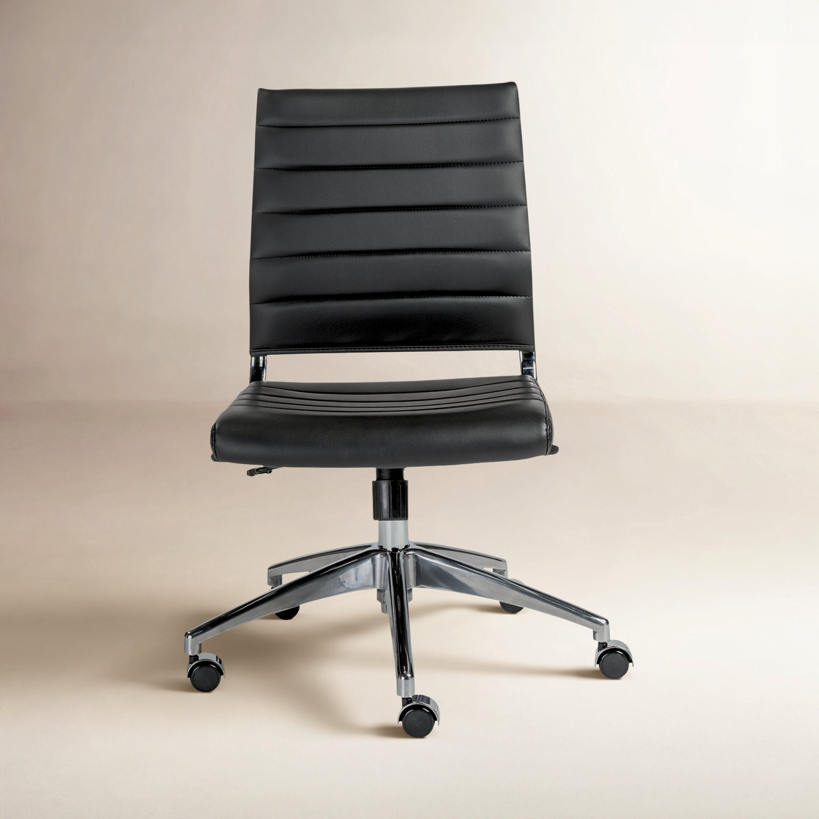 Rossie Swivel Office Chair, No, Black Faux Leather