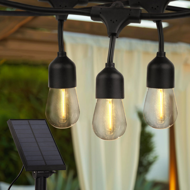 Guirlande solaire d'extérieur à DEL 27 pi avec 12 ampoules Edison S14 blanc chaud Ambiance Pro