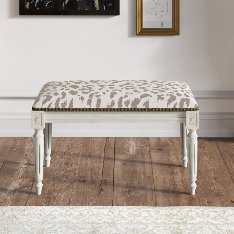Auriyana Linen Blend Upholstered Bench, Taupe