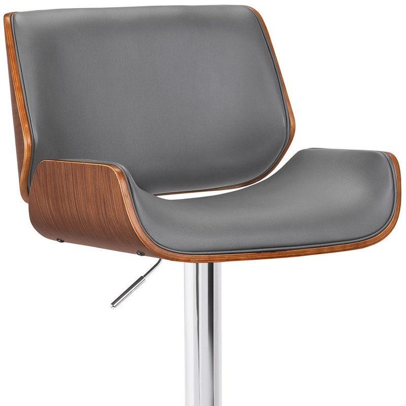 Tabouret de bar rembourré à base chromée, Gris