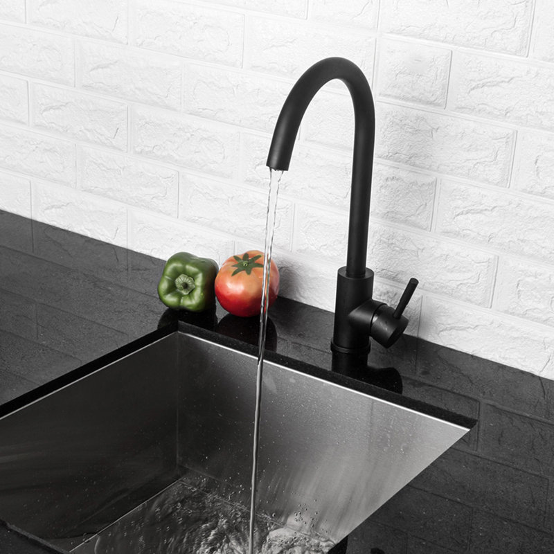 Robinet d'évier de cuisine avec poignées simples, noir