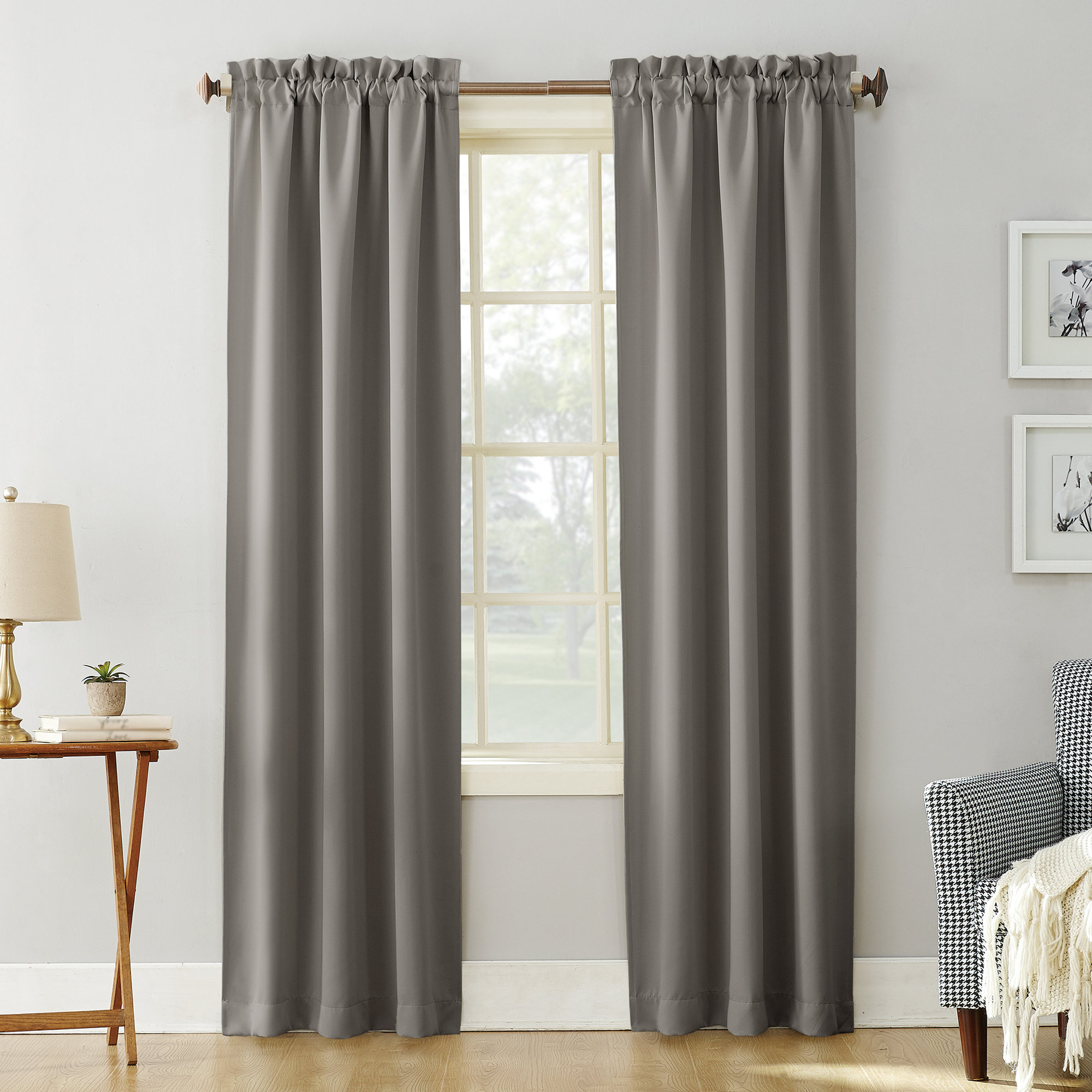  Thermal Blackout Rod Pocket Curtain Panel, 40" W x 95" L, Gray