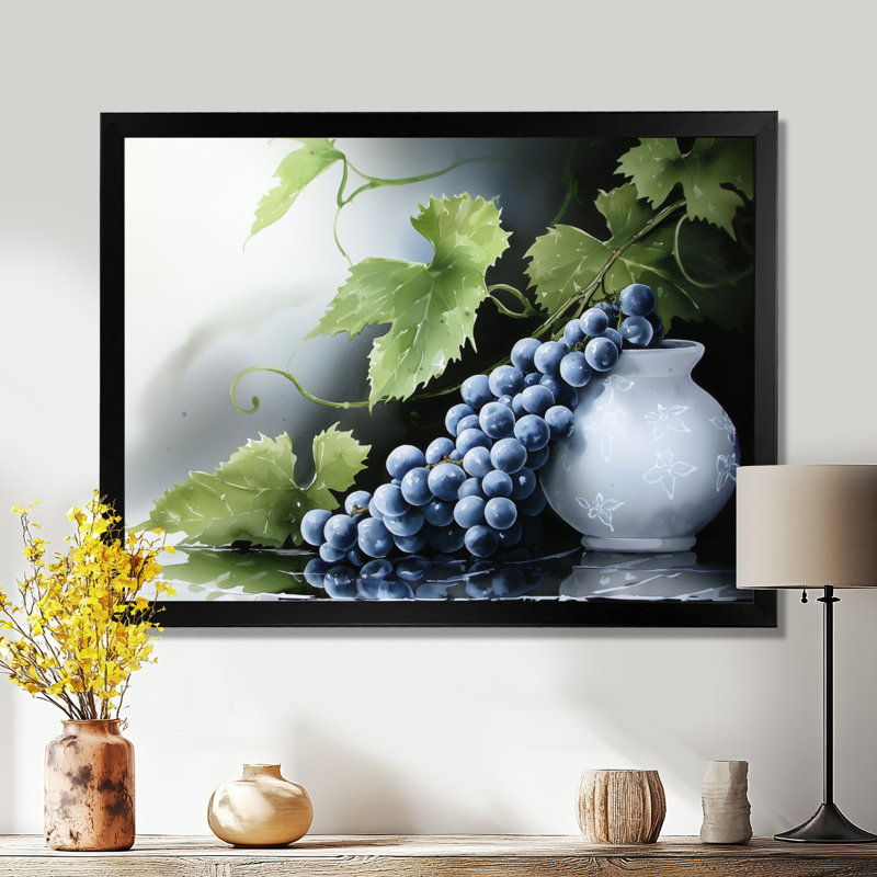 Vineyard Harvest Wine And Grape I - Décoration murale vignoble, Reproduction encadrée d'une seule photo sans pass, Noir