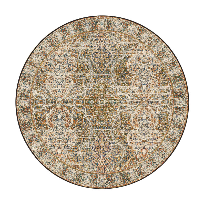 Mirtha Premium EnduraStran Nylon Distressed Rug, Round 7'7"