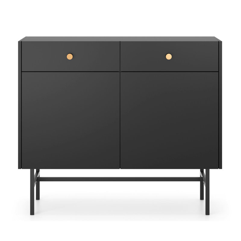 Divenos Two Door Sideboard With Drawers 104 cm, Black